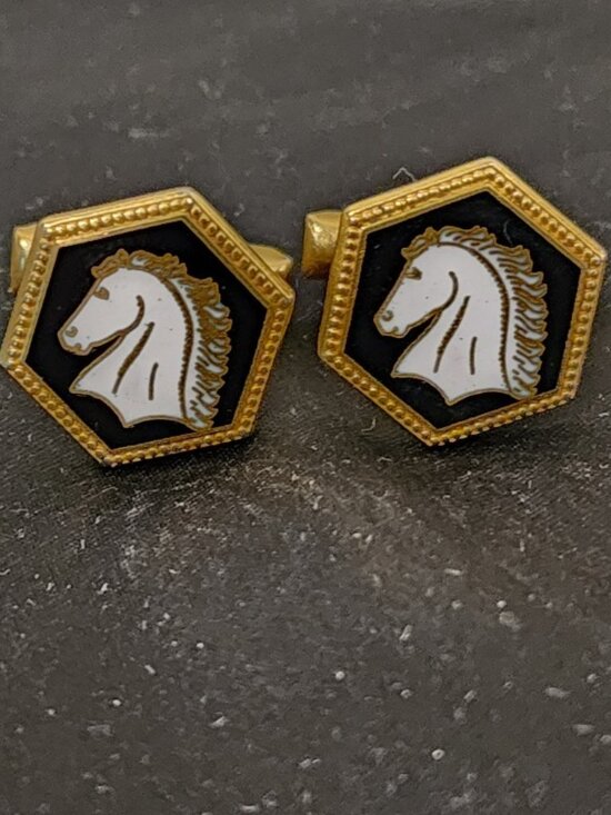 SWANK Other - Vintage Gold Tone Horse Head Cufflinks - Swank with Patent Number